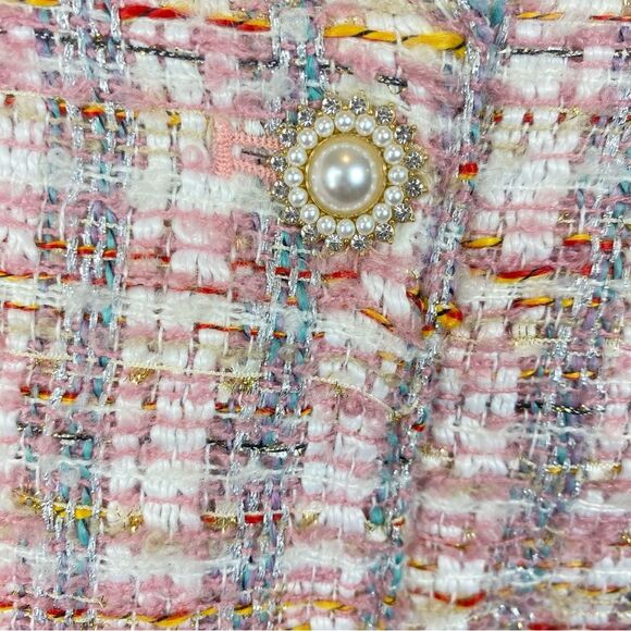 House Of Harlow Pink & White Woven Mini Skirt NEW S - Picture 4 of 7